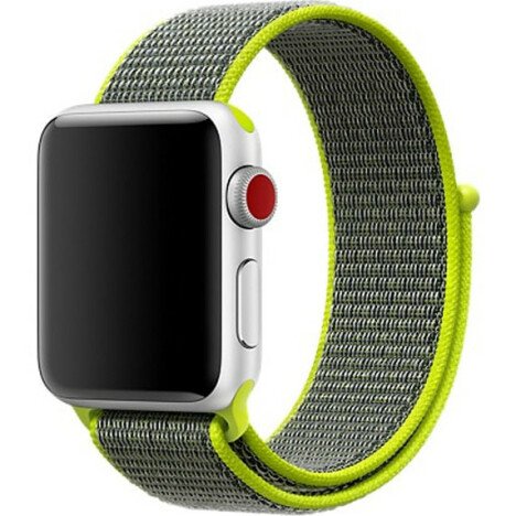 Curea iUni compatibila cu Apple Watch 1/2/3/4/5/6/7, 42mm, Nylon Sport, Woven Strap, Grey/Electric G